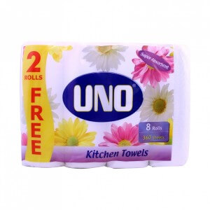 UNO Kitchen Towels 8 Rolls (360 Sheets)